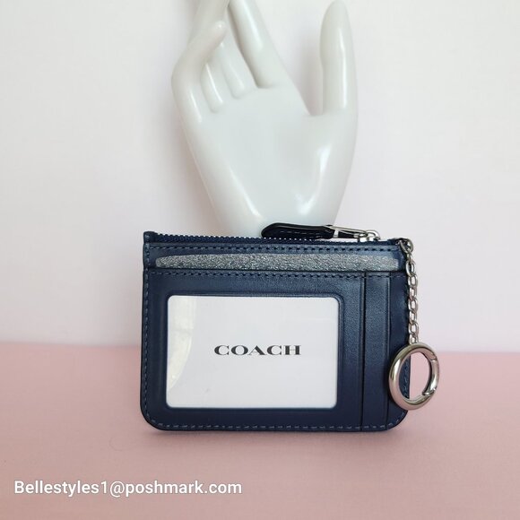 COACH Mini Skinny ID Card Case in Denim Signature- Deep Blue multi color⭐ - Picture 10 of 16